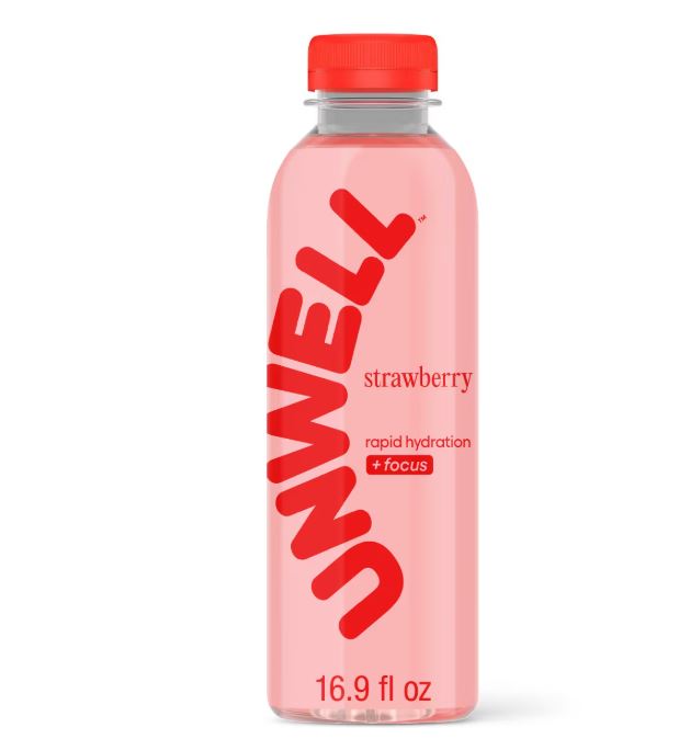Unwell Strawberry Hydration Electrolyte Drink for Rapid Hydration + Focus - 16.9 fl oz Bottle